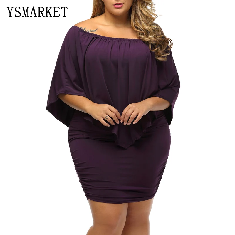 Off Shoulder Dresses Plus Size Multiple Dressing Layered Sexy Black Mini Dress Vestido Casual Big Women