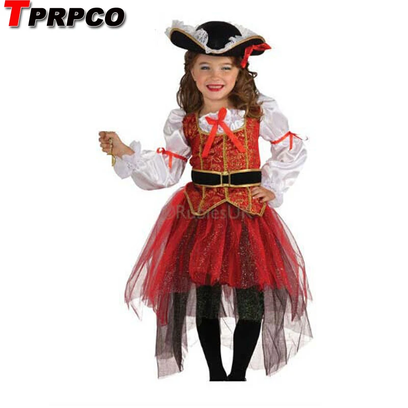 TPRPCO Halloween Christmas Gift Pirate Costumes Girls Party Cosplay Costume for Children Kids Clothes Performance Kindergarten