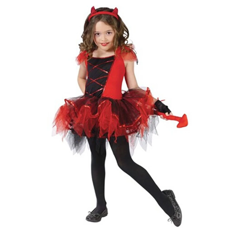 Newest Carnival Costume Halloween Devil Children Costume Garment Suits Devil Kid Girls Cosplay Costumes 2015 L15290