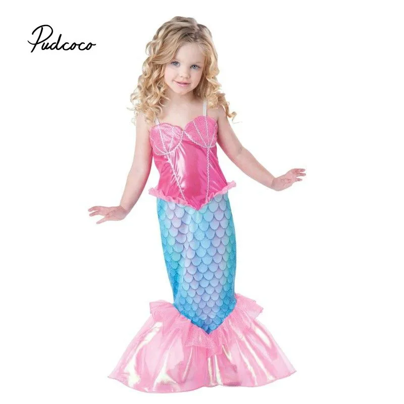 Pudcoco Baby Girls Clothes The Mermaid Ariel Kids Girls Dresses Princess Cosplay Halloween Costume