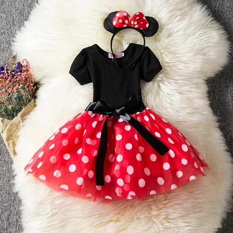 Princess Fancy Dress For Girls First 2nd Birthday Party Mouse Dress for Baby Girl Clothing Outfits