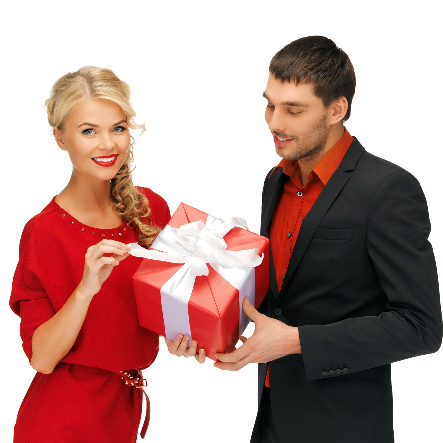 woman man present gift