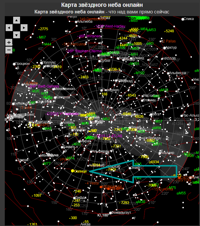 Карта неба в определенный день онлайн